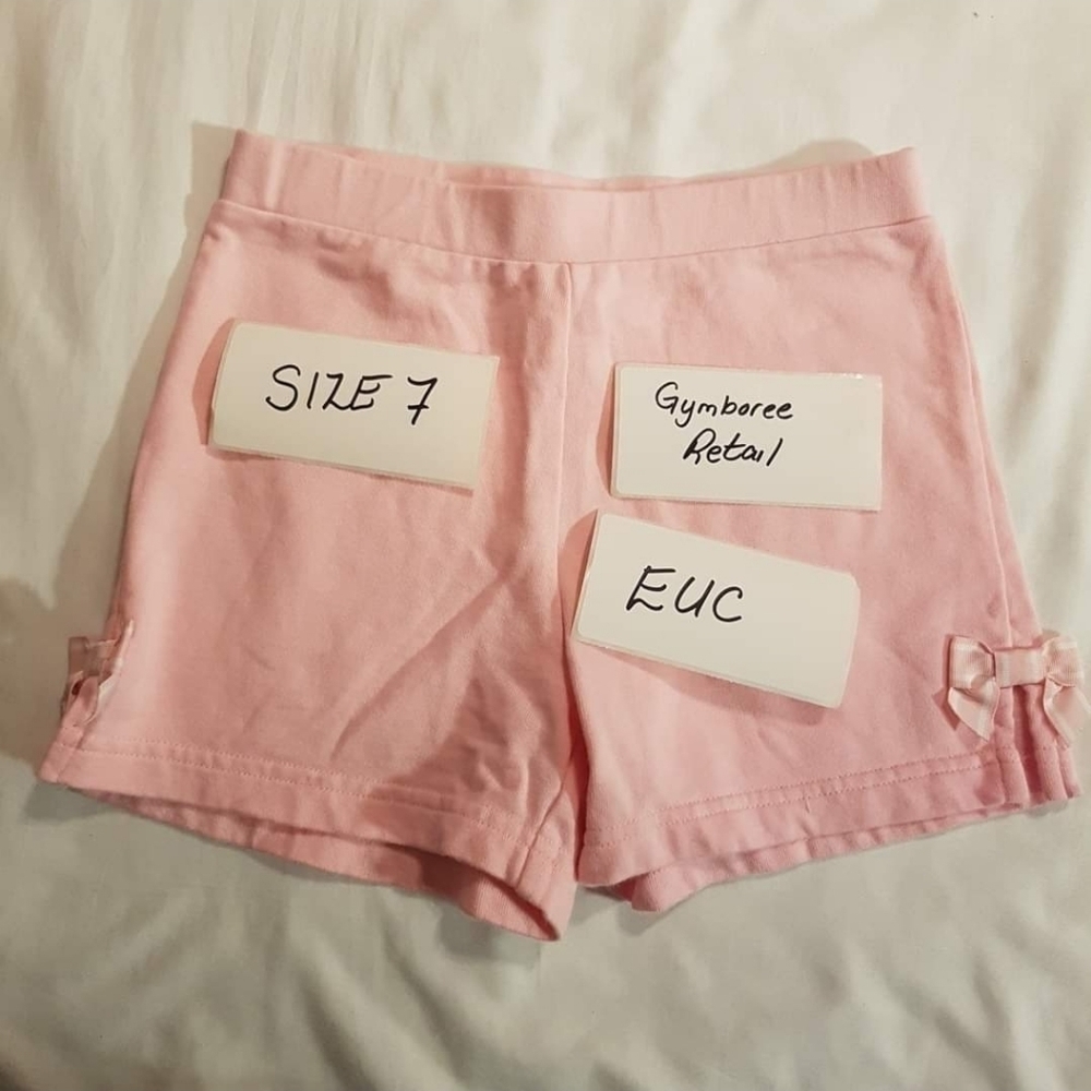 Gymboree girls size 7 pink shorts jersey knit, bow on bottom